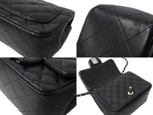 CHANEL シャネル ミニマトラッセ17 ショルダーバッグ ココマーク 23番台 ラムスキン ブラック シルバー金具 美品 中古 64917