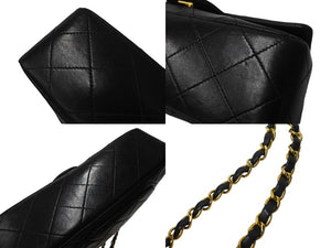 CHANEL シャネル チェーンショルダーバッグ Wフラップ マトラッセ 23cm ココマーク ラムスキン 2番台 ブラック ゴールド金具 美品 中古 64939