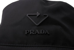 PRADA プラダ バケットハット 帽子ロゴ RE-NYLON 2HC137 ナイロン ブラック サイズS 美品 中古 64943 