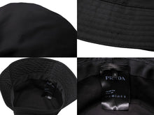 画像をギャラリービューアに読み込む, PRADA プラダ バケットハット 帽子ロゴ RE-NYLON 2HC137 ナイロン ブラック サイズS 美品 中古 64943 