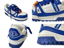 画像をギャラリービューアに読み込む, 極美品 LOUISVUITTON ルイヴィトン LVトレイナー マキシ ライン ローカットスニーカー VL 0263 ブルー ホワイト サイズ8 中古 64969