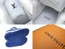 画像をギャラリービューアに読み込む, 極美品 LOUISVUITTON ルイヴィトン LVトレイナー マキシ ライン ローカットスニーカー VL 0263 ブルー ホワイト サイズ8 中古 64969