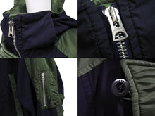 画像をギャラリービューアに読み込む, SACAI サカイ ダウンジャケット ミリタリージャケット ナイロン ファスナーボタン カイ ネイビー カーキ19-02068M サイズ1 美品 中古 64980 