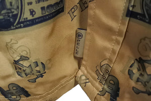 極美品 PELLE PELLE ペレペレ 長袖シャツ ドル紙幣シャツトップス レーヨン ポリエステル XL ブラウン 中古 64982