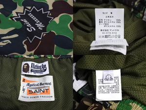 極美品 SAINT MICHAEL BAPE セントマイケル アベイシングエイプ トラックパンツ SM-YS8-0000-C30 サイズM グリーン 美品 中古 64988 