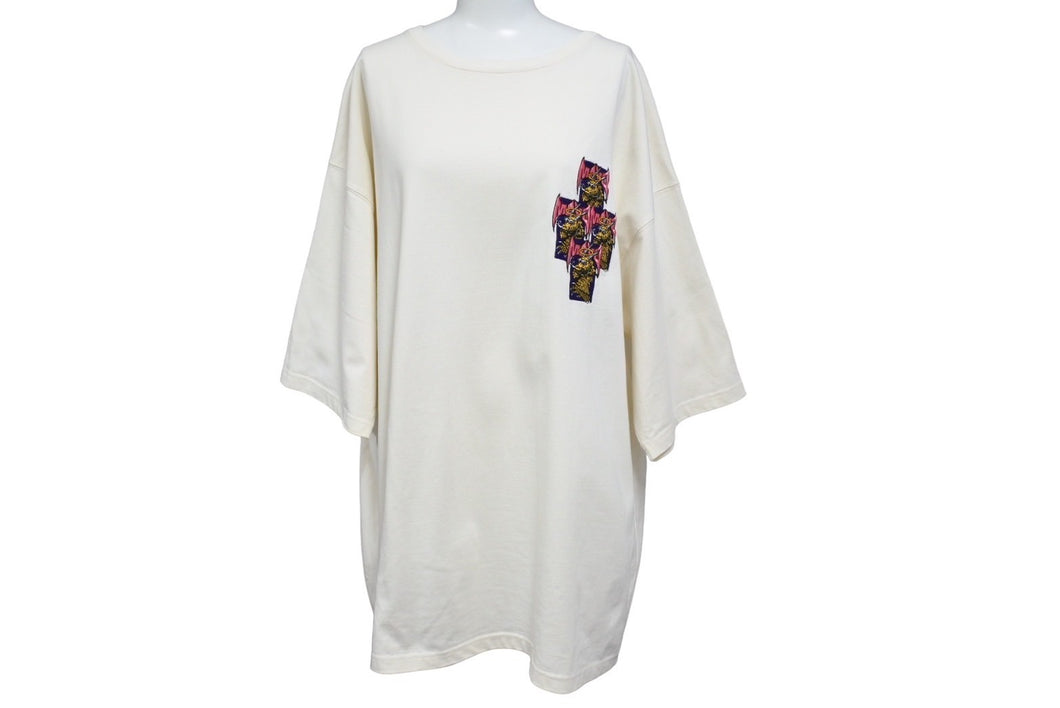 MAYO メイヨー ドラゴン刺繍 半袖Ｔシャツ カットソー トップス クールネック ホワイト パープル ピンク サイズXL 美品 中古 64994