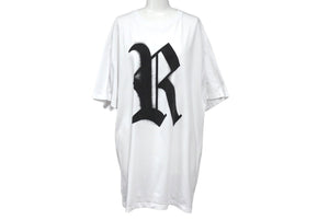 極美品 RAF SIMONS ラフシモンズ 半袖Ｔシャツ ラウンドネック ショートスリーブ RロゴTシャツ ホワイト ブラック コットン XL 中古 64999