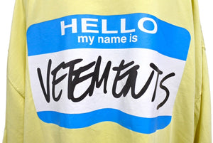 VETEMENTS ヴェトモン ダメージTシャツ 半袖Tシャツ UE63TR640Y こんにちは、私の名前はVETEMENTSです イエロー サイズM 美品 中古 65001 