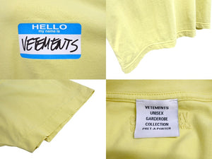 VETEMENTS ヴェトモン ダメージTシャツ 半袖Tシャツ UE63TR640Y こんにちは、私の名前はVETEMENTSです イエロー サイズM 美品 中古 65001 