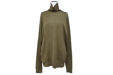 JOHN SMEDLEY ジョンスメドレー ニット セーター 長袖 タートルネック トップス CA45550 サイズL カーキ 美品 中古 65011