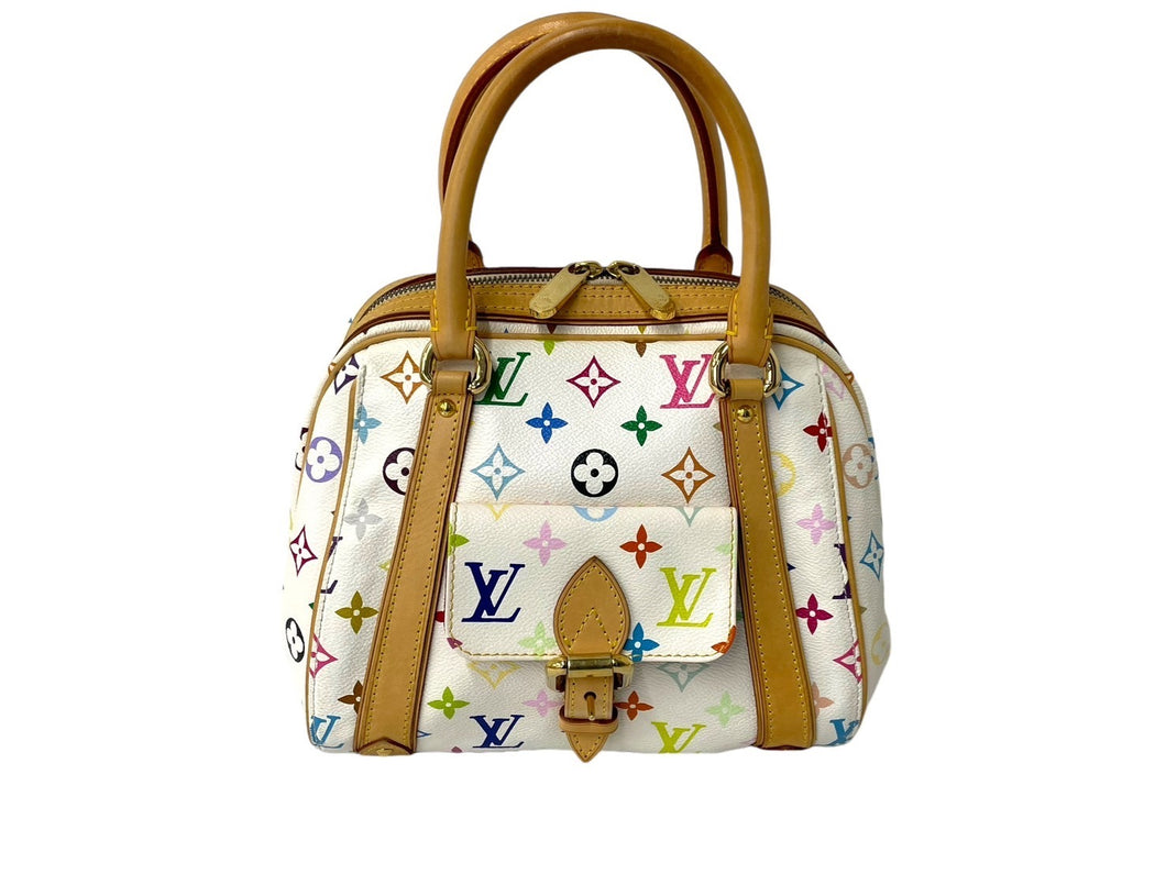 LouisVuitton ルイヴィトン プリシラ ハンドバッグ モノグラム M40096 ホワイト ブロン マルチカラー PVC 美品 中古 65034