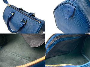 LouisVuitton ルイヴィトン スピーディ25 ボストンバッグ M43015 VI0994 エピレザー ブルー ゴールド金具 美品 中古 65035