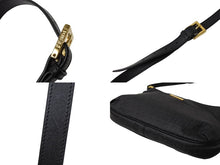 画像をギャラリービューアに読み込む, FENDI フェンディショルダーバッグ ズッカ柄 8BT206 PVC レザー ブラック ロゴプレート ゴールド金具 美品 中古 65036 