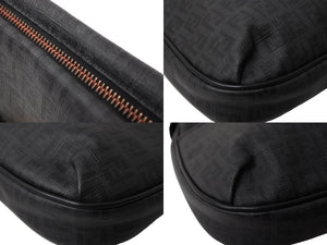 FENDI フェンディショルダーバッグ ズッカ柄 8BT206 PVC レザー ブラック ロゴプレート ゴールド金具 美品 中古 65036 