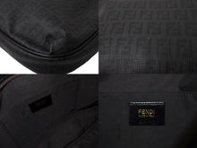 画像をギャラリービューアに読み込む, FENDI フェンディショルダーバッグ ズッカ柄 8BT206 PVC レザー ブラック ロゴプレート ゴールド金具 美品 中古 65036 