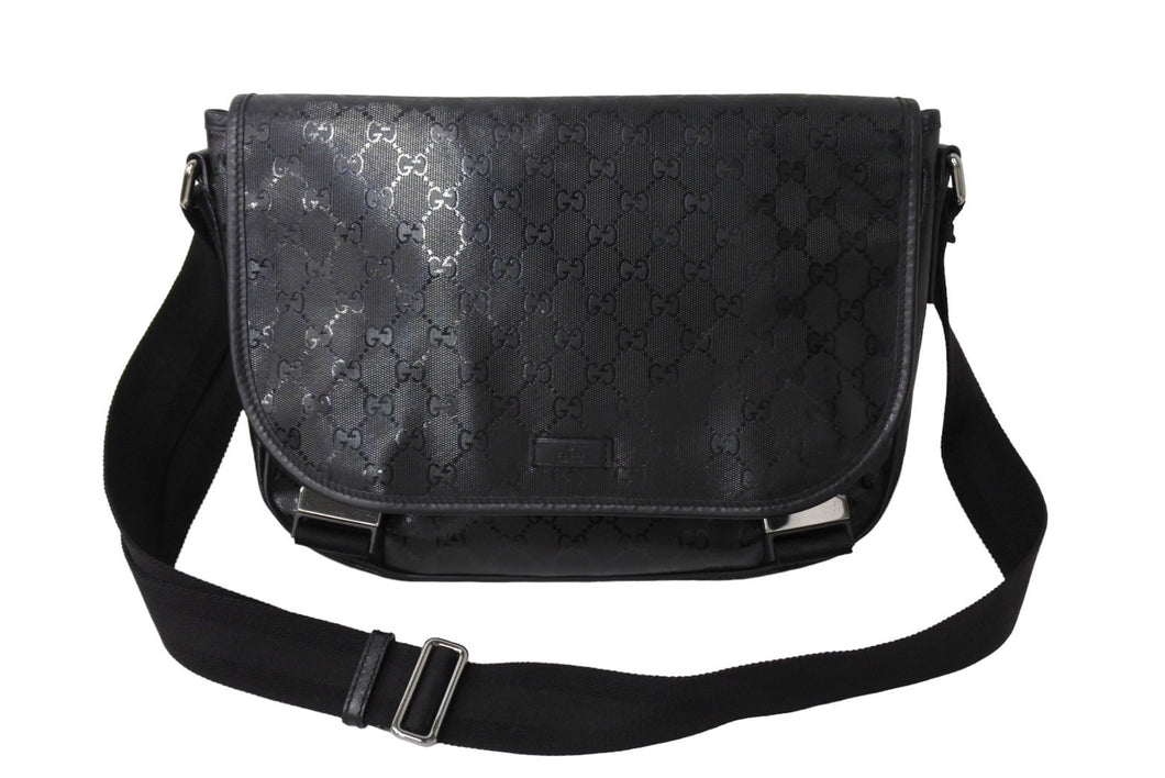 GUCCI グッチ インプリメ GG柄 メッセンジャーバッグ ショルダーバッグ 201732 ブラック シルバー金具 美品 中古 65039