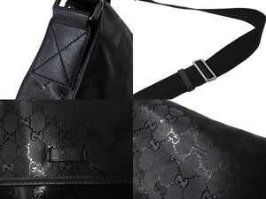 GUCCI グッチ インプリメ GG柄 メッセンジャーバッグ ショルダーバッグ 201732 ブラック シルバー金具 美品 中古 65039