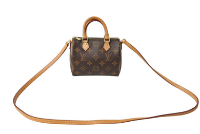 LOUIS VUITTON ルイヴィトン ナノスピーディ ハンドバッグ 2WAY M61252 モノグラムキャンバス ヌメ革 美品 中古 65041
