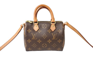 LOUIS VUITTON ルイヴィトン ナノスピーディ ハンドバッグ 2WAY M61252 モノグラムキャンバス ヌメ革 美品 中古 65041