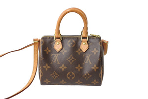 LOUIS VUITTON ルイヴィトン ナノスピーディ ハンドバッグ 2WAY M61252 モノグラムキャンバス ヌメ革 美品 中古 65041
