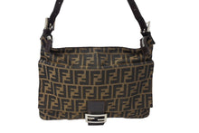 Load image into Gallery viewer, FENDI フェンディ ズッカ柄 ショルダーバッグ マンマバケット ジャガード レザー ブラウン シルバー金具 良品 中古 65042