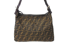 Load image into Gallery viewer, FENDI フェンディ ズッカ柄 ショルダーバッグ マンマバケット ジャガード レザー ブラウン シルバー金具 良品 中古 65042