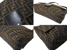 Load image into Gallery viewer, FENDI フェンディ ズッカ柄 ショルダーバッグ マンマバケット ジャガード レザー ブラウン シルバー金具 良品 中古 65042