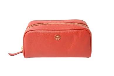CHANEL シャネル ポーチ マルチケース ココマーク 8番台 イタリア製 レザー レッド ゴールド金具 美品 中古 65057
