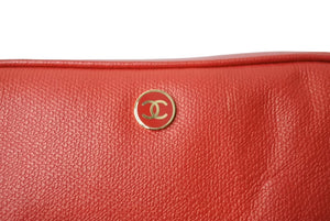 CHANEL シャネル ポーチ マルチケース ココマーク 8番台 イタリア製 レザー レッド ゴールド金具 美品 中古 65057