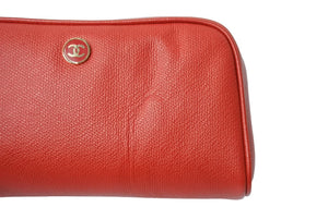 CHANEL シャネル ポーチ マルチケース ココマーク 8番台 イタリア製 レザー レッド ゴールド金具 美品 中古 65057