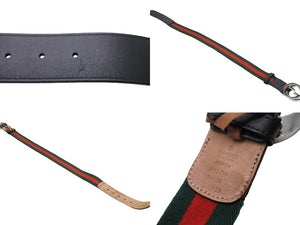 GUCCI グッチ ベルト シェリーライン サイズ95/38 インターロッキングG 411924 ブラック レッド グリーン レザー 美品 中古 65062