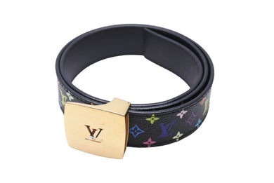 LouisVuitton ルイヴィトン サンチュールLVカット ベルト M6890 モノグラム ブラック マルチカラー サイズ75/30 美品 中古 65066