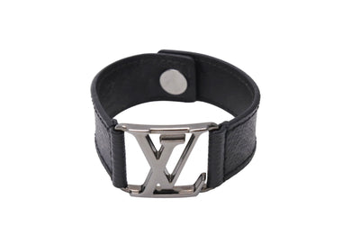LOUIS VUITTON ルイヴィトン ブレスレット ブラスレ ホッケンハイム M6295 ブラック ガンメタリックシルバー金具 良品 中古 65070
