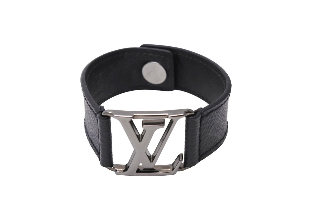 LOUIS VUITTON ルイヴィトン ブレスレット ブラスレ ホッケンハイム M6295 ブラック ガンメタリックシルバー金具 良品 中古 65070