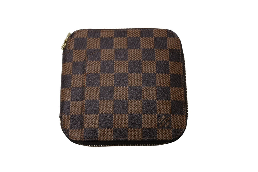 LOUIS VUITTON ルイヴィトン オーガナイザー オラフ 二つ折り財布 N61723 ダミエ エベヌ ラウンドジップ PVC レザー 美品 中古 65071