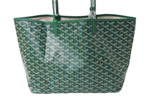 新品未使用 GOYARD ゴヤール サンルイPM トートバッグ STLOUIPMLTY09CL09P PVCコーティングキャンバス グリーン 中古 65082