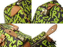画像をギャラリービューアに読み込む, LOUIS VUITTON ルイヴィトン スピーディ30 ハンドバッグ M93706 モノグラムグラフィティ グリーン PVC ヌメ革 美品 中古 65093