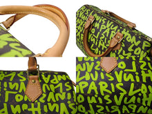 画像をギャラリービューアに読み込む, LOUIS VUITTON ルイヴィトン スピーディ30 ハンドバッグ M93706 モノグラムグラフィティ グリーン PVC ヌメ革 美品 中古 65093