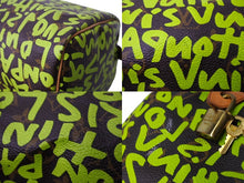 画像をギャラリービューアに読み込む, LOUIS VUITTON ルイヴィトン スピーディ30 ハンドバッグ M93706 モノグラムグラフィティ グリーン PVC ヌメ革 美品 中古 65093