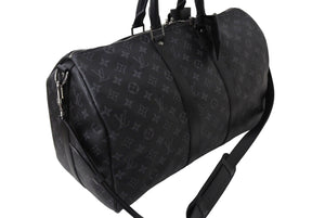 極美品 LouisVuitton ルイヴィトン キーポルバンドリエール45 M40569 MB2129 モノグラムエクリプスキャンバス レザー 中古 65095
