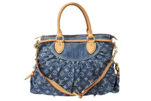 画像をギャラリービューアに読み込む, LOUIS VUITTON ルイヴィトン ネオカヴィMM ハンドバッグ M95349 2WAY モノグラム デニム ゴールド金具 美品 中古 65096