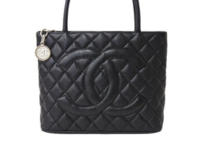 極美品 CHANEL シャネル 1804 復刻トートバッグ ハンドバッグ 7番台 グレインドカーフスキン ブラック シルバー金具 中古 65101