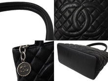 画像をギャラリービューアに読み込む, 極美品 CHANEL シャネル 1804 復刻トートバッグ ハンドバッグ 7番台 グレインドカーフスキン ブラック シルバー金具 中古 65101