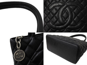 極美品 CHANEL シャネル 1804 復刻トートバッグ ハンドバッグ 7番台 グレインドカーフスキン ブラック シルバー金具 中古 65101