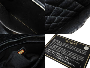 極美品 CHANEL シャネル 1804 復刻トートバッグ ハンドバッグ 7番台 グレインドカーフスキン ブラック シルバー金具 中古 65101