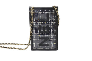 極美品 CHANEL シャネル ロゴビニール ミニチェーンショルダーバッグ 20番台 ビニール レザー ブラック マルチカラー 中古 65102