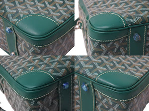 GOYARD ゴヤール アンバサードMM ブリーフケース ビジネスバッグ ヘリンボーン グリーン シルバー金具 美品 中古 65111
