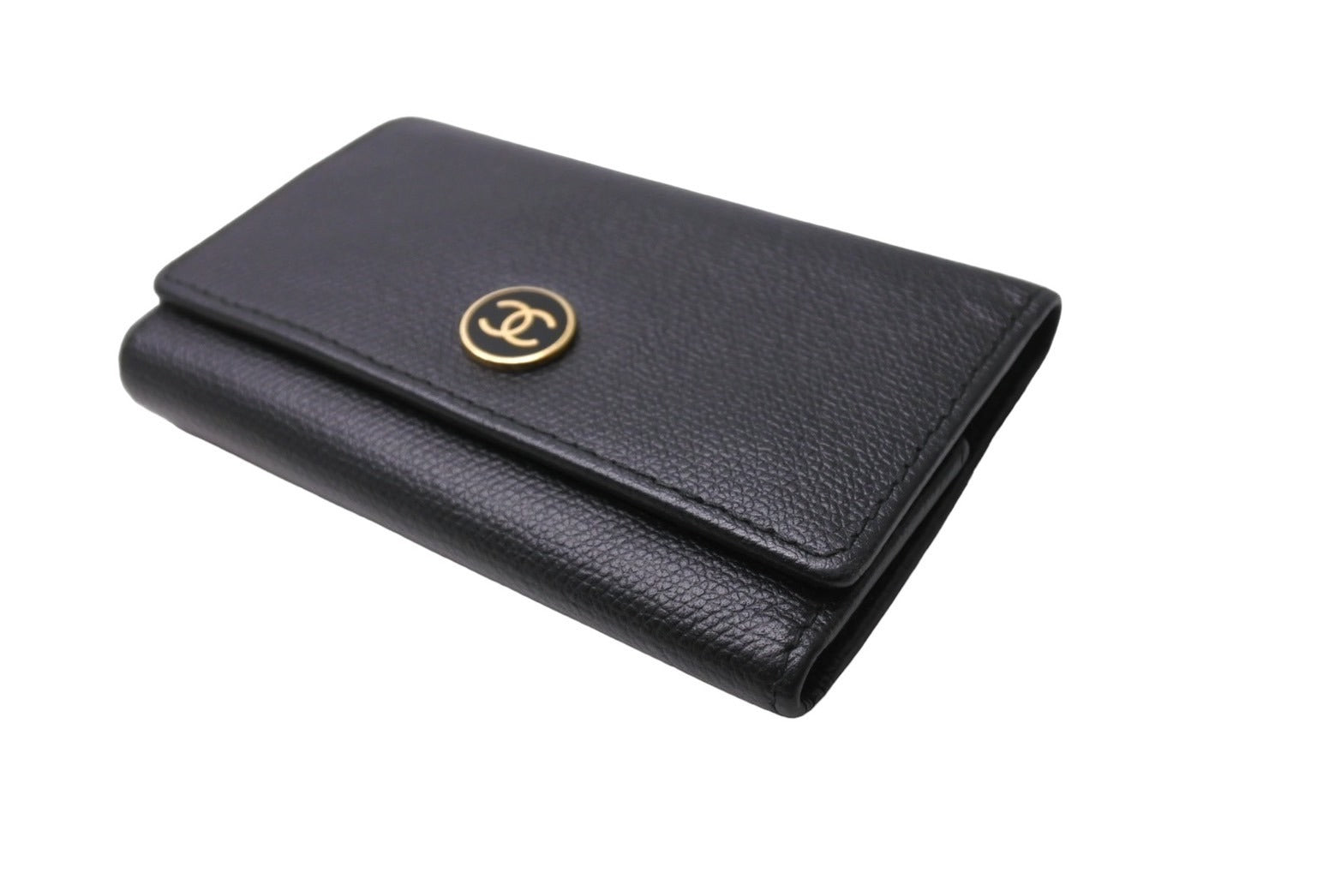 CHANEL ココマーク カードケース ブラック ゴールド ラムレザー