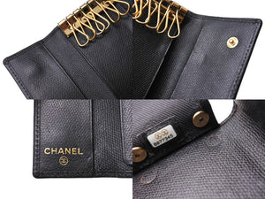 CHANEL シャネル キーケース ココマーク 8番台 2003年 カーフレザー ブラック ゴールド金具 美品 中古 65115