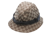 画像をギャラリービューアに読み込む, GUCCI グッチ バケットハット 023441 XM116 サイズXL GG柄 キャンバス レザー ベージュ ブラウン 帽子 総柄 良品 中古 65127 